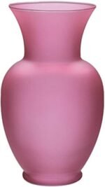 Floral Supply Online 8 3/4" Spring Garden Vase and Flower Guide Booklet - Decorative Glass Flower Vase for Floral Arrangements, Weddings, Home Decor or Office. (Pink)