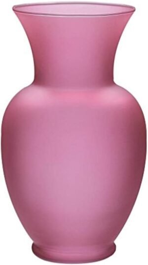 Floral Supply Online 8 3/4" Spring Garden Vase and Flower Guide Booklet - Decorative Glass Flower Vase for Floral Arrangements, Weddings, Home Decor or Office. (Pink)