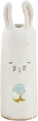 Mud Pie Blue Flower Bunny Bud Vase; 7 1/2" x 2 1/4" Dia