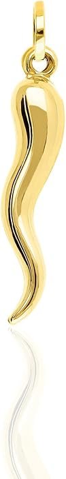 Lucchetta 14K Italian Gold Horn Pendant Hollow for Him and Her, Suitable for Gifting Handmade in Italy, Hypoallergenic Made to Last - Fits Perfectly up to 4mm Necklace