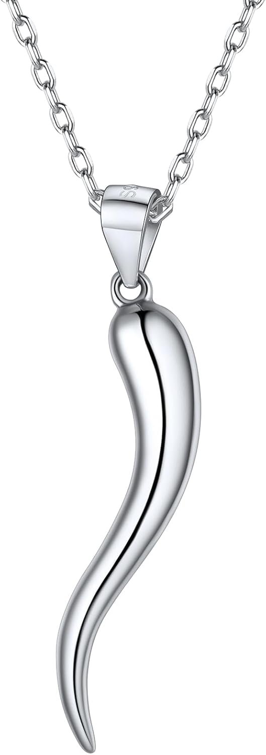 U7 Italian Horn Necklace for Men Women,Stainless Steel/Black/Gold Horn Necklace,Lucky Amulet Cornicello Pendant - Image 3