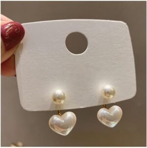 Heart Pearl Earrings for Women Dainty Hypoallergenic Pearl Front Back Studs Earrings Fashion Jewelry Gifts