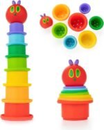 Kids Preferred World of Eric Carle The Very Hungry Caterpillar Bath Time Stacking Cup Set with Caterpillar Head Squirty Perfect for Water Play Ages 18 Months and Up