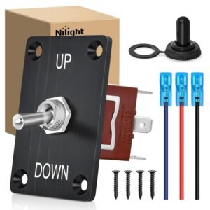 Nilight 90012E Heavy Duty Rocker Toggle 15A 250V 20A 125V SPST 2Pin ON/Off Switch Metal Bat Waterproof Boot Cap Cover-5 Pack, 2 Years Warranty