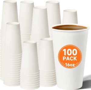 METAPRINT 12 oz Disposable Paper Coffee Cups [300 Pack], White Hot Coffee Cups 12 oz, Thickened Design for Cafes, Bistros, Parties, and Events