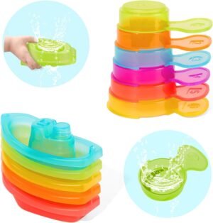 Baby Bath Toys for Kids Ages 1-3 11PCS Mold Free Bath Toys for Toddlers with Floating Boats and Spoons, Baby & Toddler Bathtub Sand Beach Pool Water Toys for Birthday Gifts