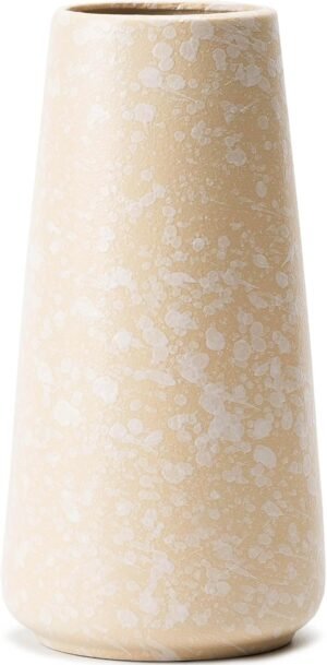 Bright White Vase - 6“ White Ceramic Flower vase, Boho Vases for Pampas Grass, Minimalist Modern vases for Home Decor, Table Shelf Living Room Farmhouse Decor