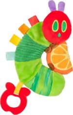 Kids Preferred Eric Carle Toddler Toys The Very Hungry Caterpillar Sensory Toy with Crinkle Orange Slice and Teether Ring for Car Seat and Stroller