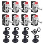COROTC 8 Pack Toggle Switches, 2 Pin 20A 125V AC/ 15A 250V AC ON Off Switch, SPST Car Rocker Switches with Boot Cap Cover, 12V Heavy Duty Waterproof Toggle Switch