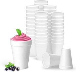 Shop Square 16 Oz Disposable Foam Cups (50 Pack), White Foam Insulates Hot & Cold Beverages, Made in the USA, To-Go Cups - for Coffee, Tea, Hot Cocoa, Soup, Broth, Smoothie, Soda, Juice