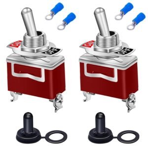 Taiss 10PCS SPST Mini Toggle Switch 2 Pin 2 Position ON/Off Miniature Toggle Switch 6A 125V MTS-101