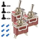 Covxyorg Waterproof Toggle Switch, Durable 12V 30A SPST 2Pin ON/Off Heavy Duty Waterproof Boot Cap Switch, Suitable for Automotive Boat Truck – Pack of 4