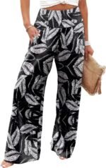 JZC Women's Palazzo Lounge Pants Casual Wide Leg Pants High Waist Flowy Toursers with Pockets