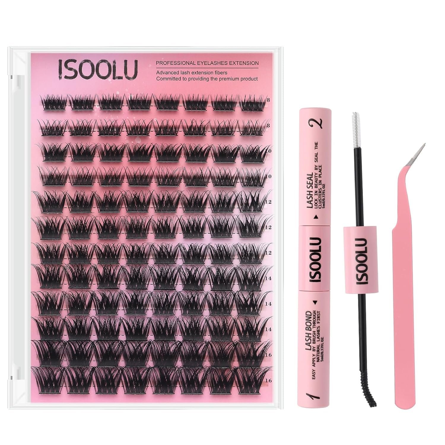 ISOOLU Fairy Lash Clusters Manga Individual Lashes C Curl Wispy Eyelash Clusters WideSpan Eyelash Extension Kit with Lash Bond and Seal Wet-Look Spiky Cluster Lashes (Fairy Kit) - Image 11