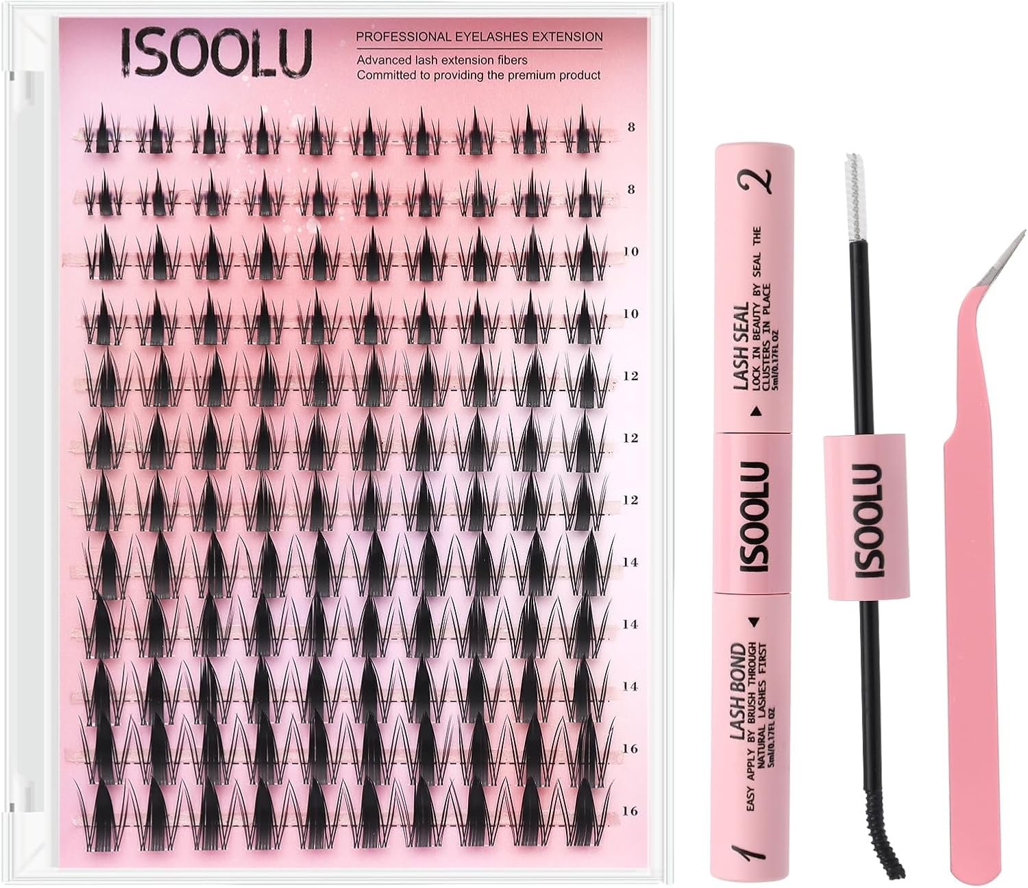 ISOOLU Fairy Lash Clusters Manga Individual Lashes C Curl Wispy Eyelash Clusters WideSpan Eyelash Extension Kit with Lash Bond and Seal Wet-Look Spiky Cluster Lashes (Fairy Kit) - Image 18