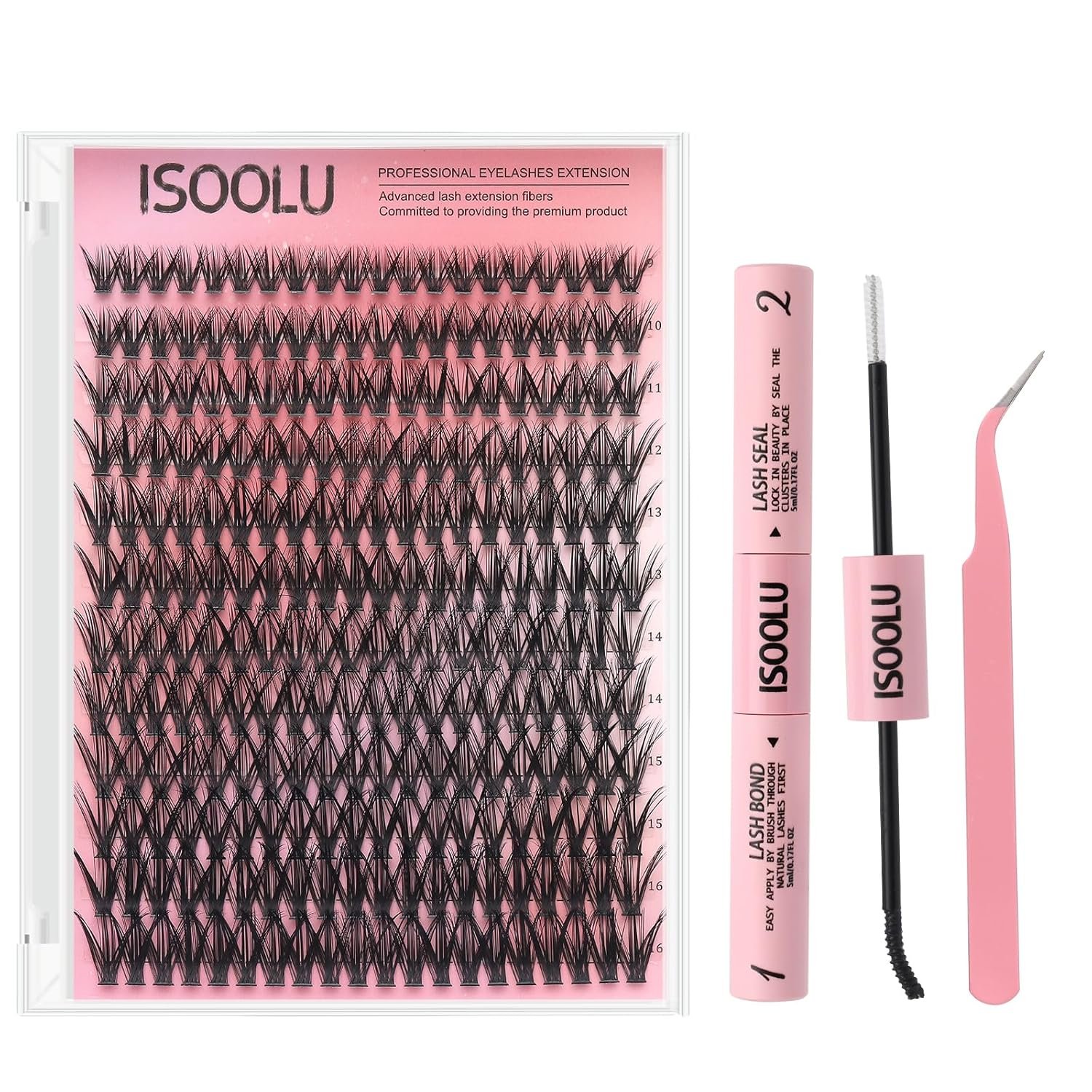ISOOLU Fairy Lash Clusters Manga Individual Lashes C Curl Wispy Eyelash Clusters WideSpan Eyelash Extension Kit with Lash Bond and Seal Wet-Look Spiky Cluster Lashes (Fairy Kit) - Image 15
