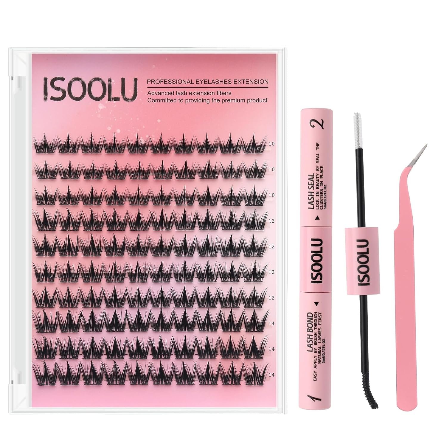 ISOOLU Fairy Lash Clusters Manga Individual Lashes C Curl Wispy Eyelash Clusters WideSpan Eyelash Extension Kit with Lash Bond and Seal Wet-Look Spiky Cluster Lashes (Fairy Kit) - Image 12