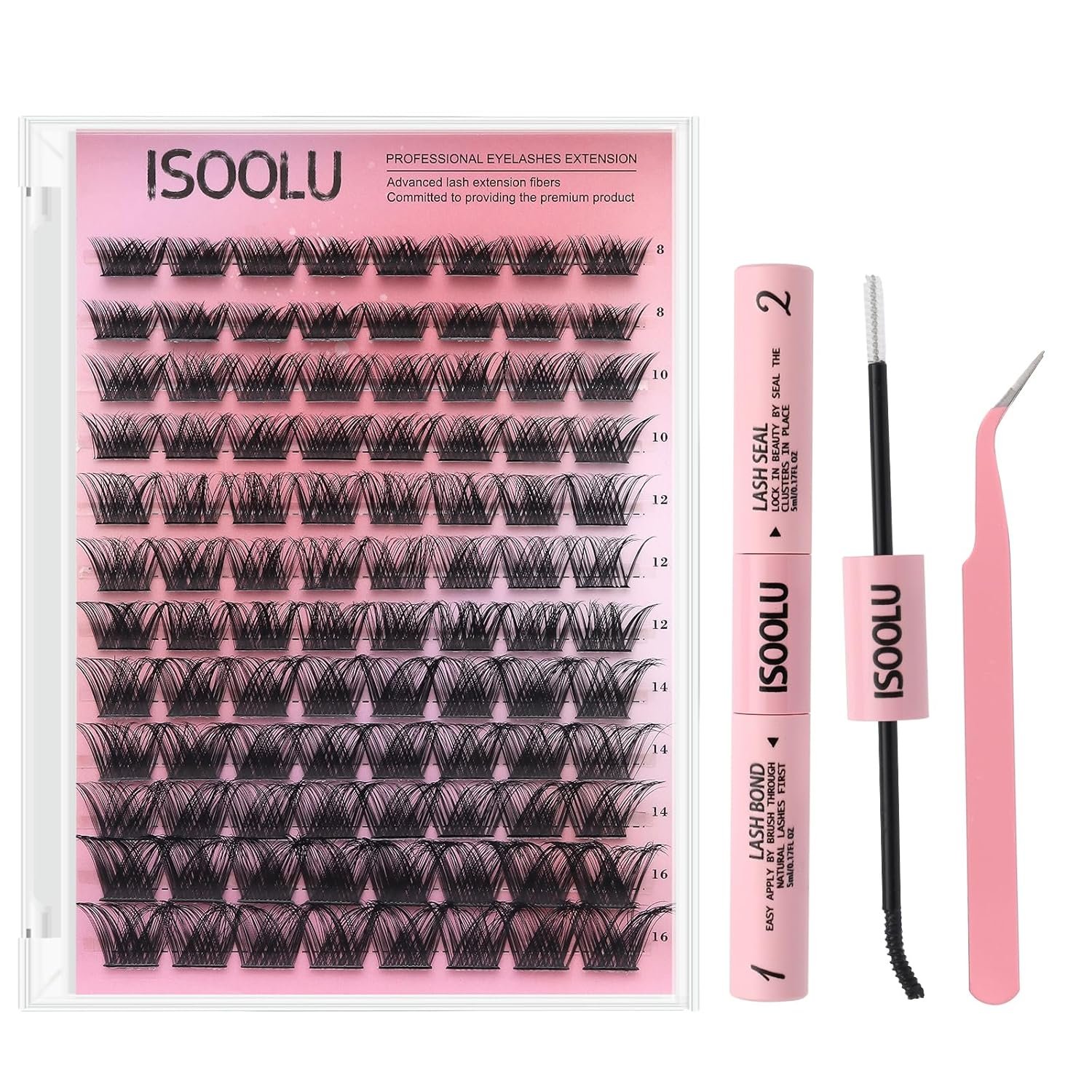 ISOOLU Fairy Lash Clusters Manga Individual Lashes C Curl Wispy Eyelash Clusters WideSpan Eyelash Extension Kit with Lash Bond and Seal Wet-Look Spiky Cluster Lashes (Fairy Kit) - Image 14