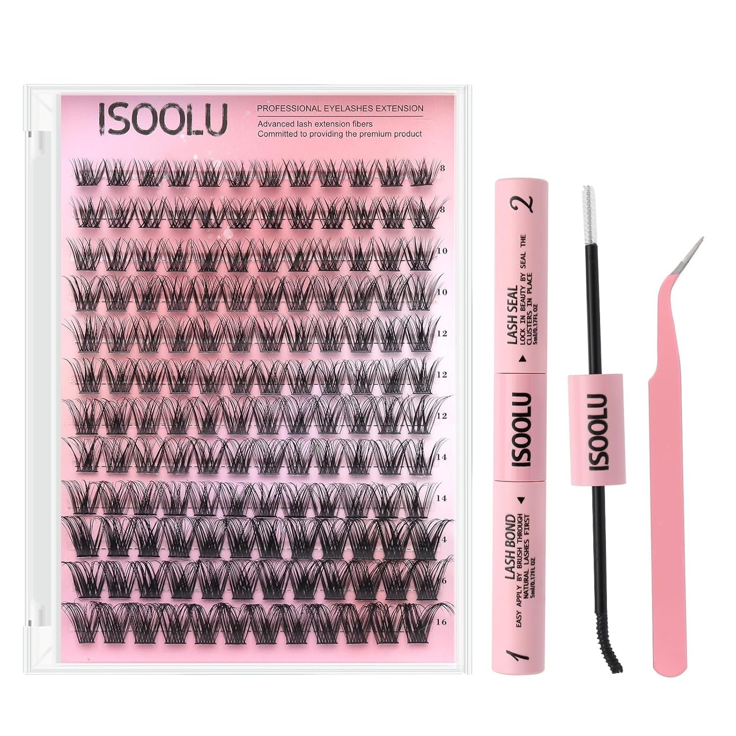 ISOOLU Fairy Lash Clusters Manga Individual Lashes C Curl Wispy Eyelash Clusters WideSpan Eyelash Extension Kit with Lash Bond and Seal Wet-Look Spiky Cluster Lashes (Fairy Kit) - Image 2