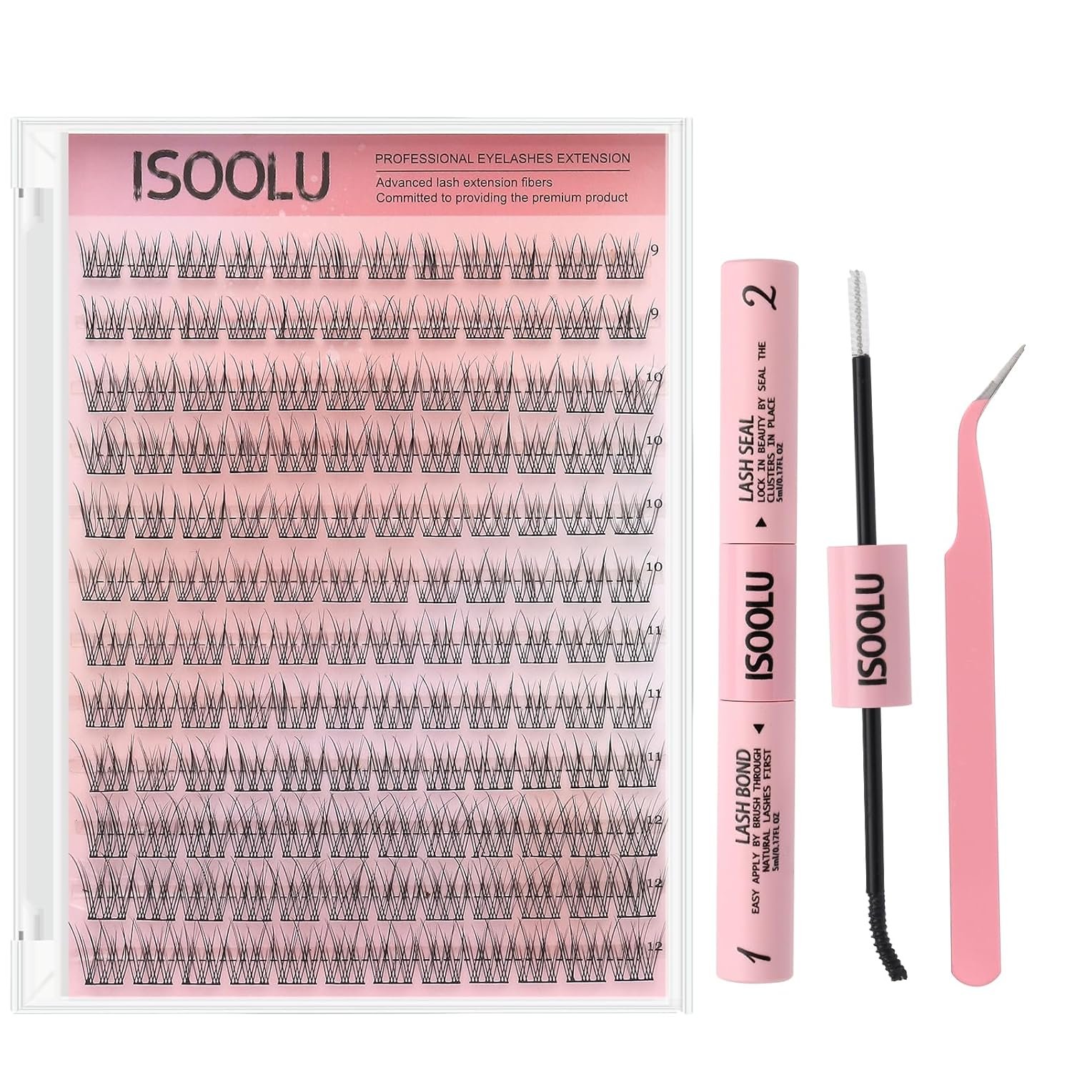 ISOOLU Fairy Lash Clusters Manga Individual Lashes C Curl Wispy Eyelash Clusters WideSpan Eyelash Extension Kit with Lash Bond and Seal Wet-Look Spiky Cluster Lashes (Fairy Kit) - Image 3