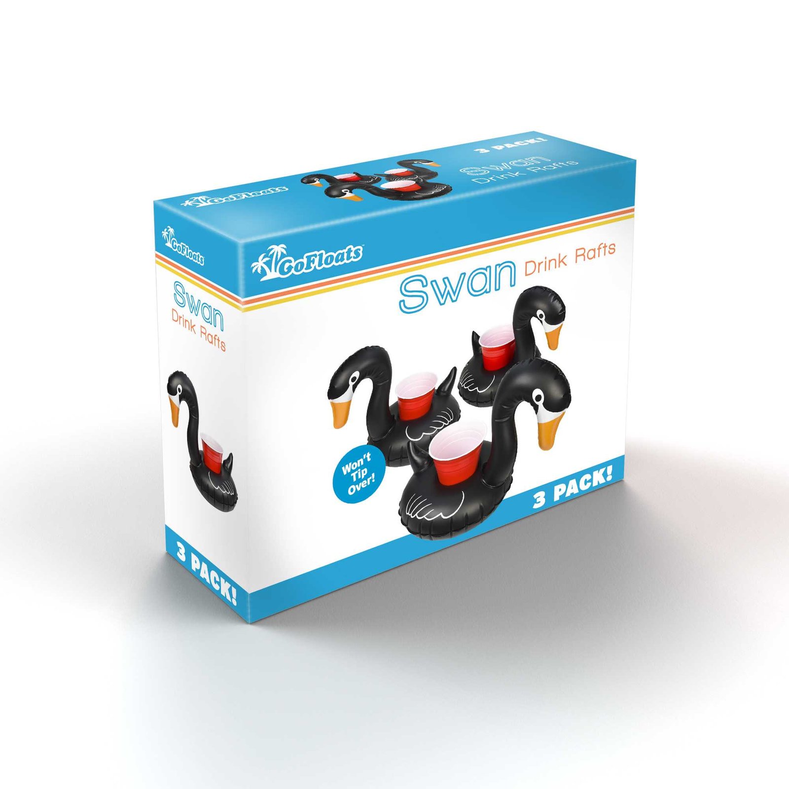 GoFloats Inflatable Drink Holders 3-Pack - Black Swan - Image 6