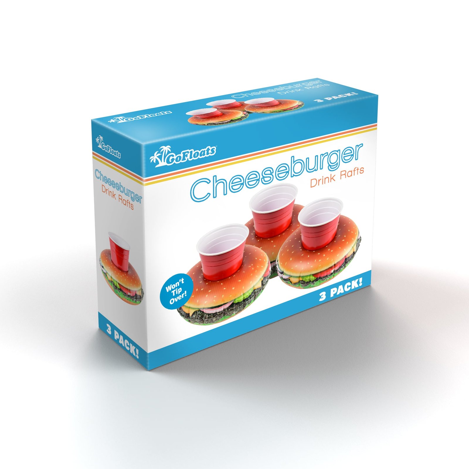 GoFloats Inflatable Drink Holders 3-Pack - Cheeseburger - Image 5